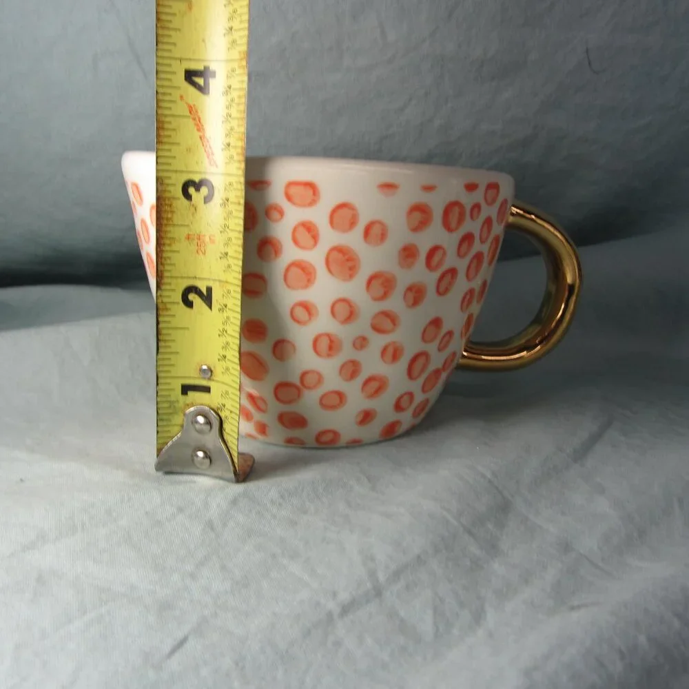 *BOGO mugs* 14 oz mug Paper Source 2019 Coral Dots Wonky Whimsical (w2360)